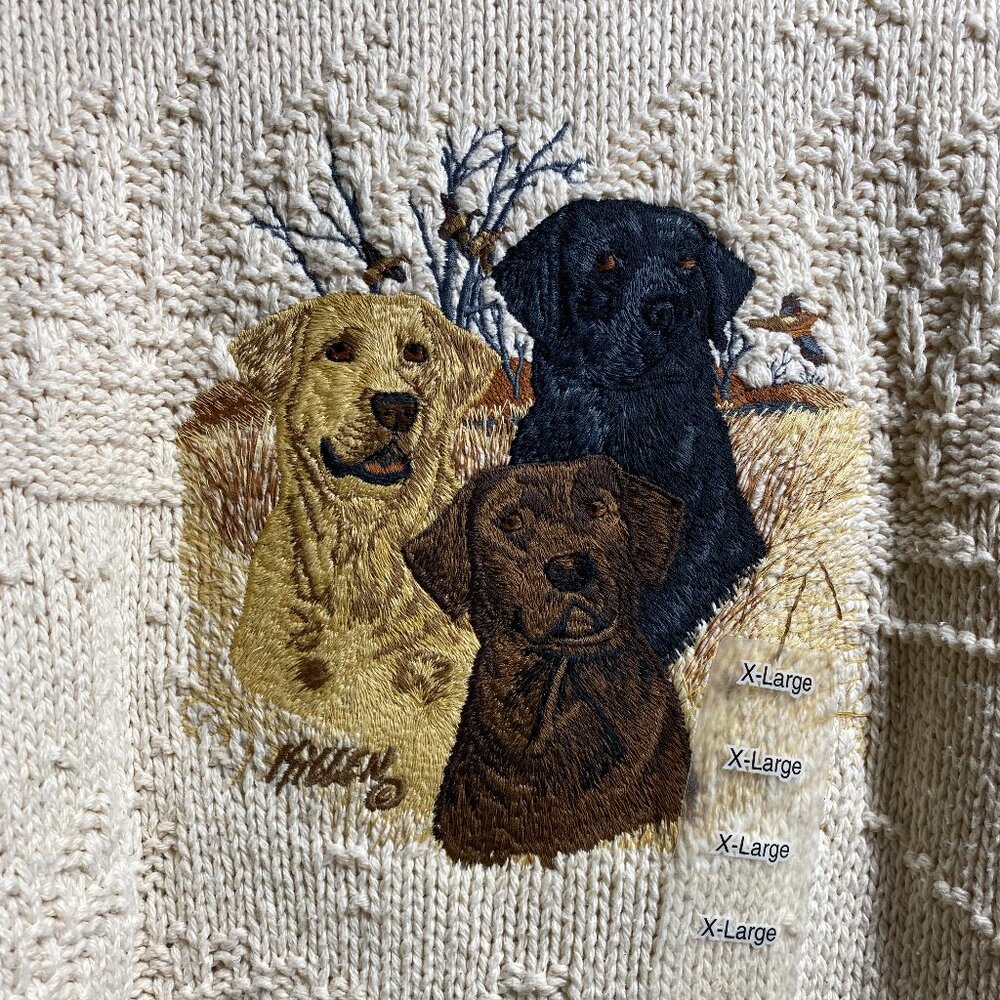 Men's Cream Sweater with Dog Embroidery